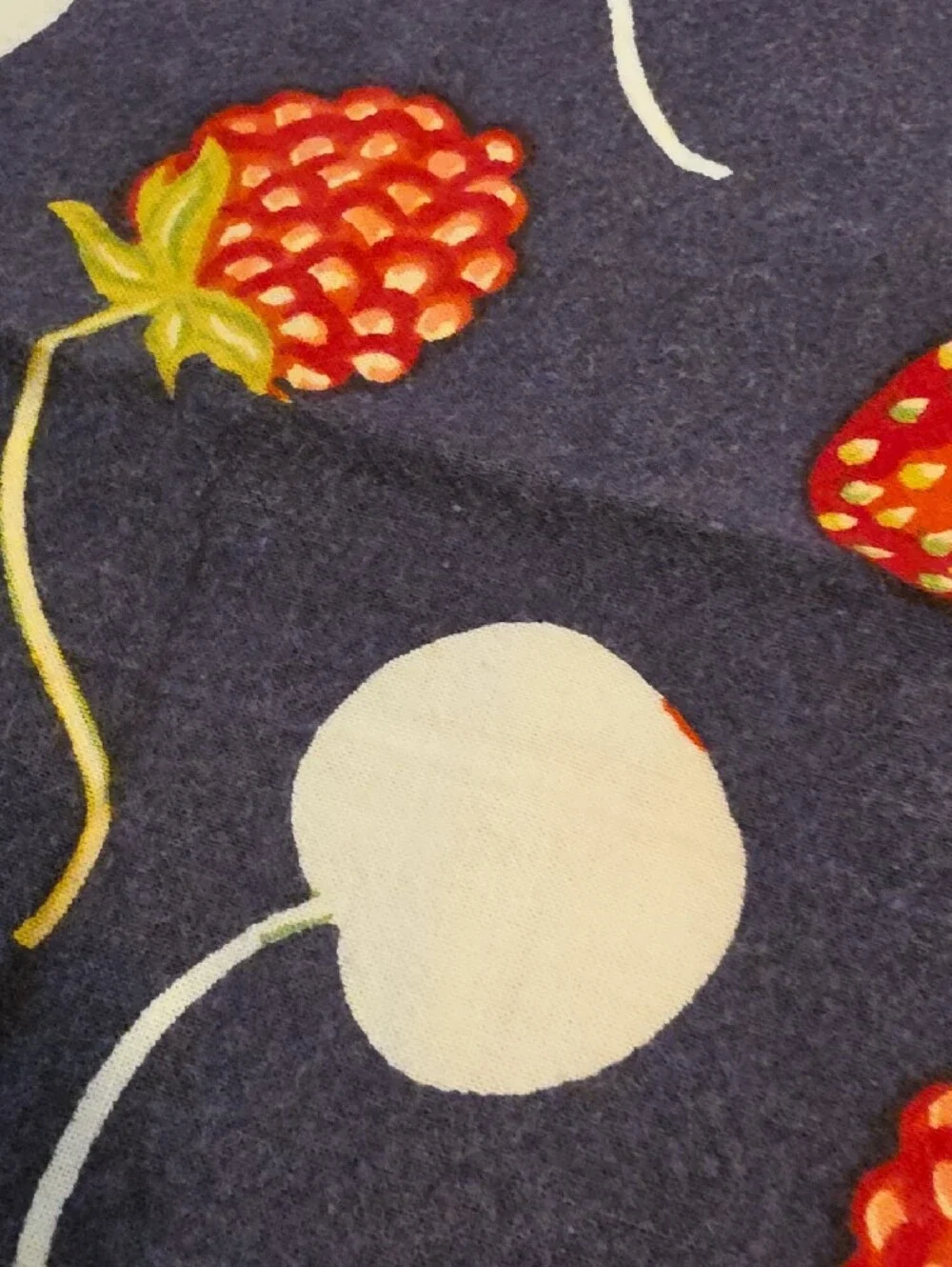 Vintage Navy Strawberry & Cherry Print Decorative Tablecloth